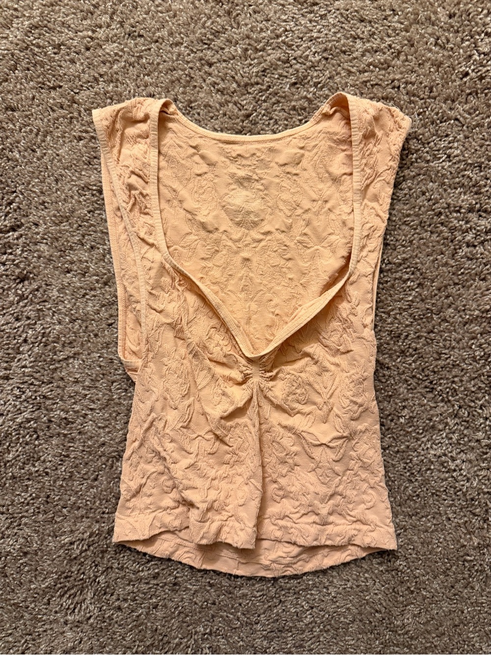 Free People Peach Textured Knot-Front Tank